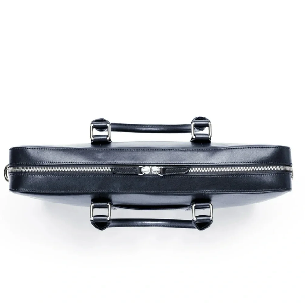 Sophisticated Blue Leather Briefcase for Men and ladies - Picture 6 of 11